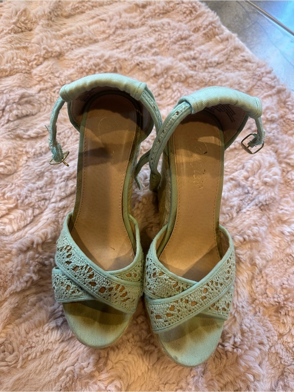 Women’s Mint Green Crochet Ankle-Strap Sandals